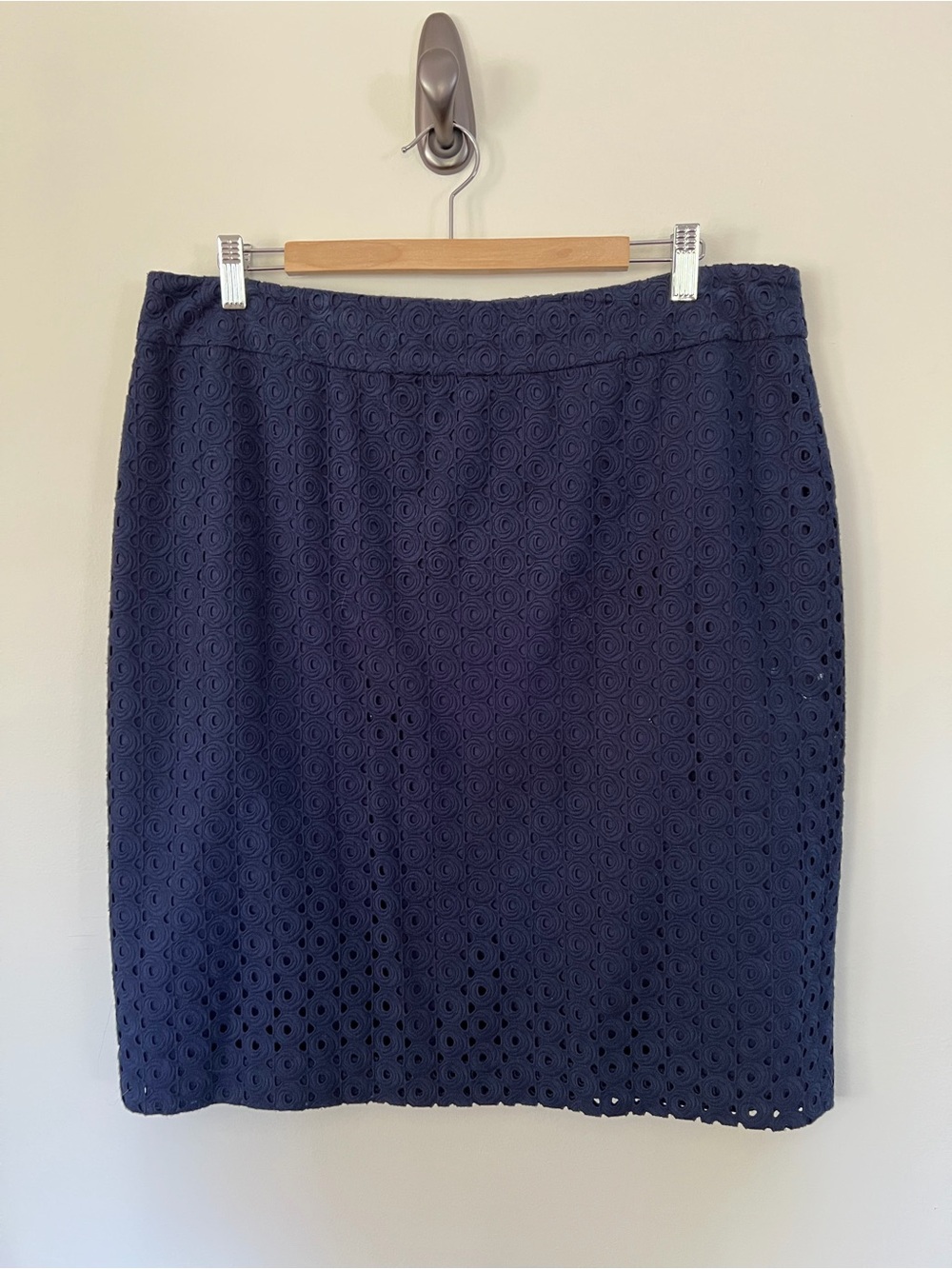Talbots Navy Eyelet Pencil Skirt